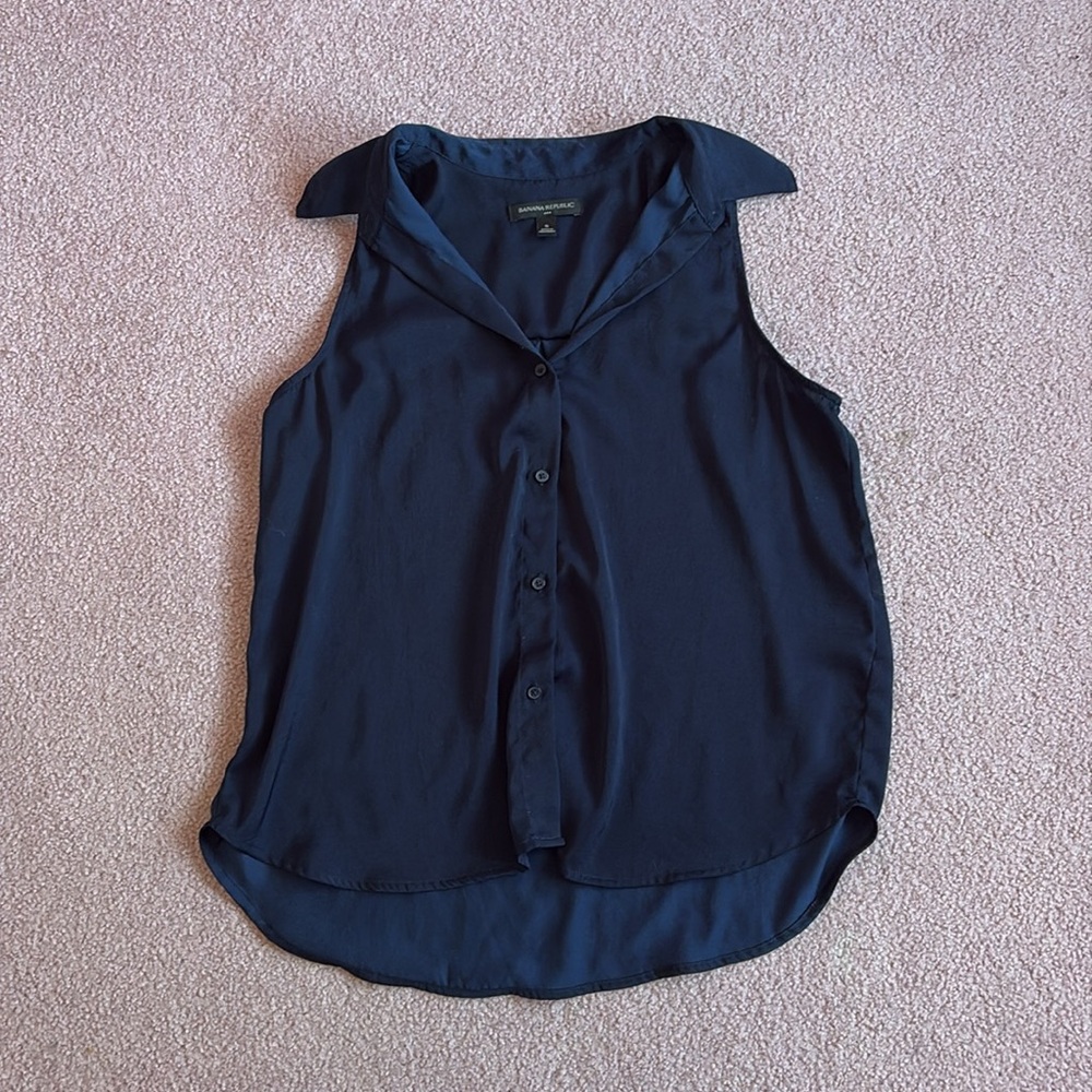 Banana Republic Blue Collared Blouse Size Small